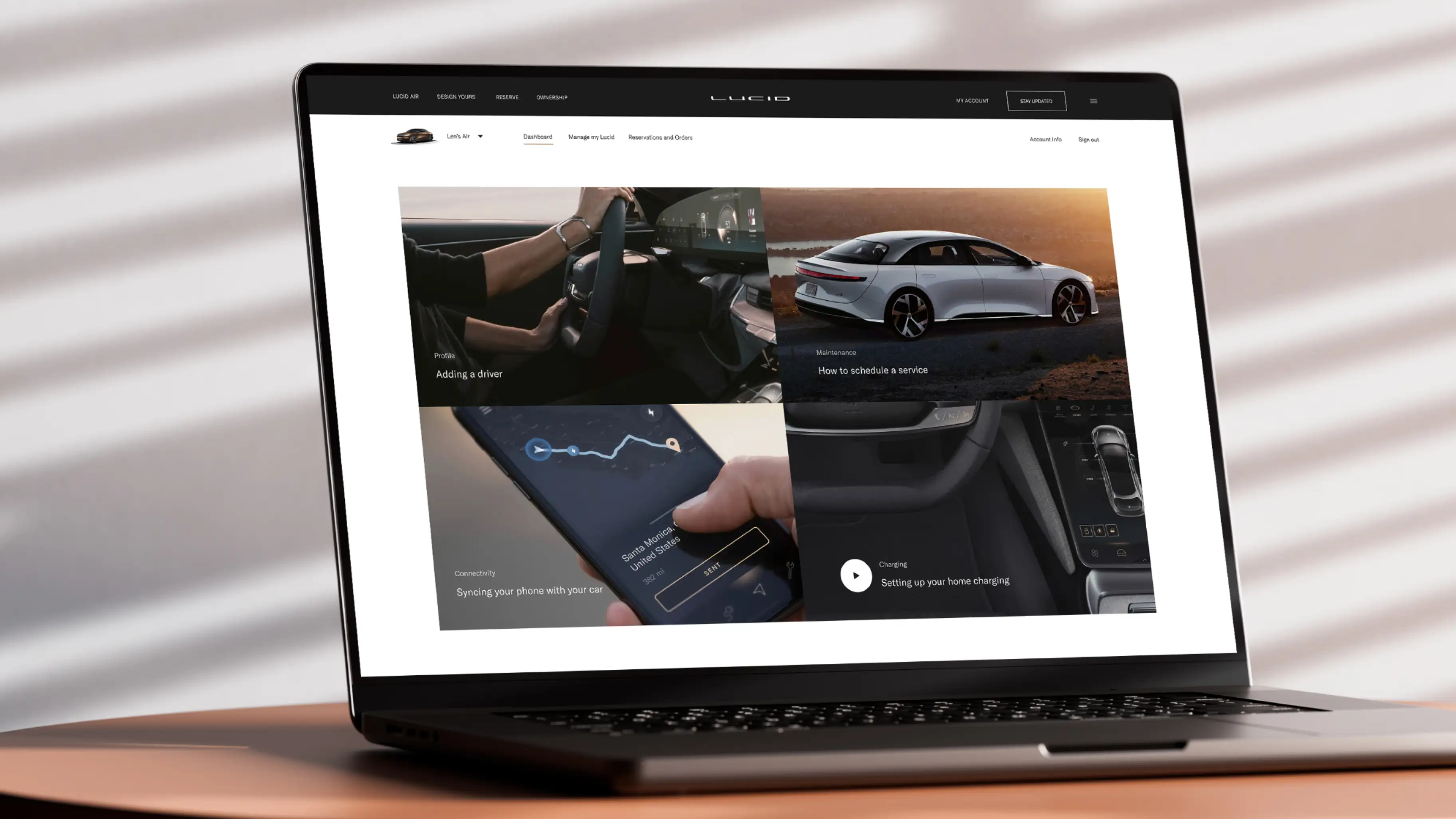 Lucid Motors desktop website showing responsive design and premium user interface