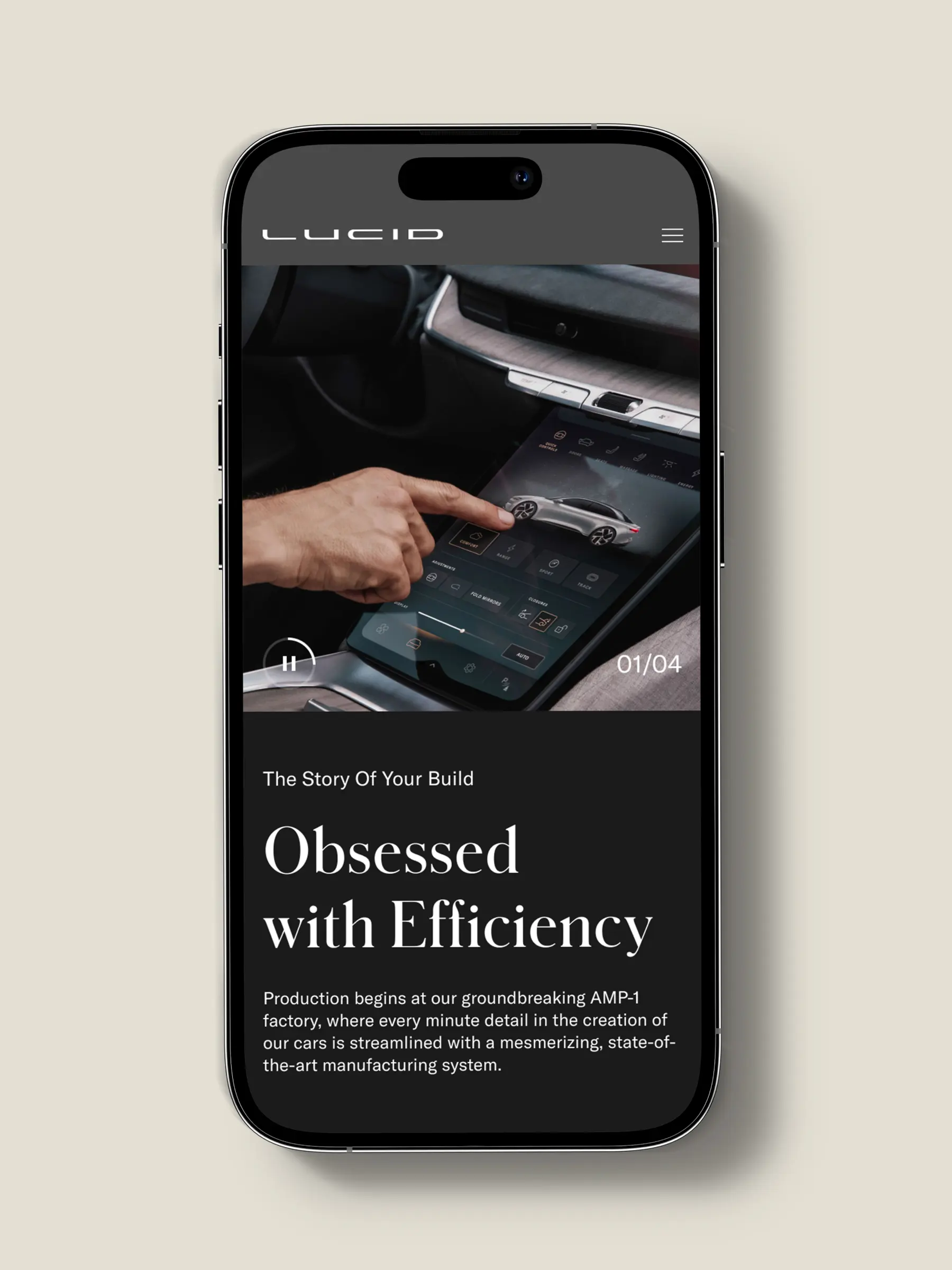 Close-up detail of Lucid Motors vehicle craftsmanship and premium materials