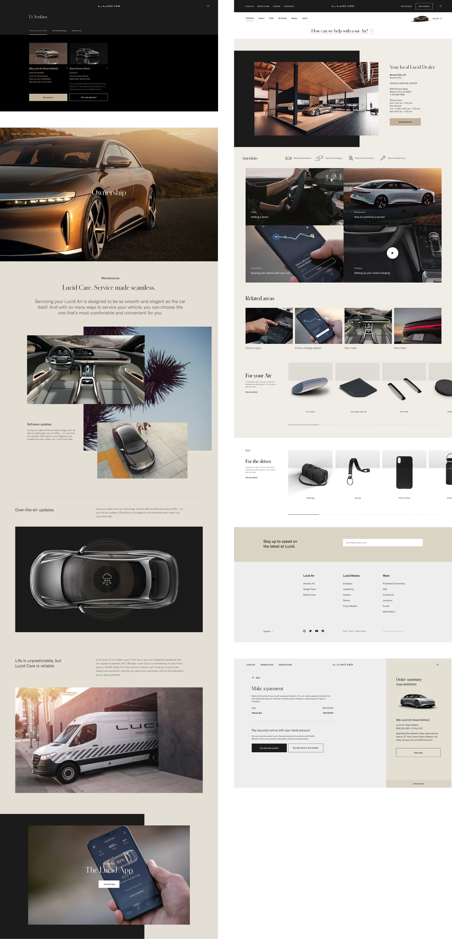Lucid Motors desktop website showing responsive design and premium user interface