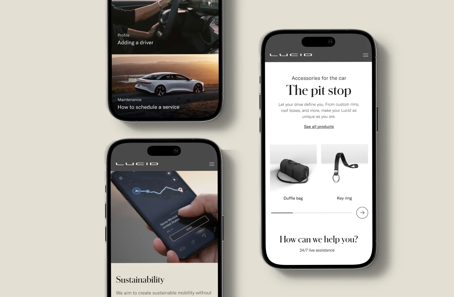 Lucid Motors digital interface showing seamless user experience design