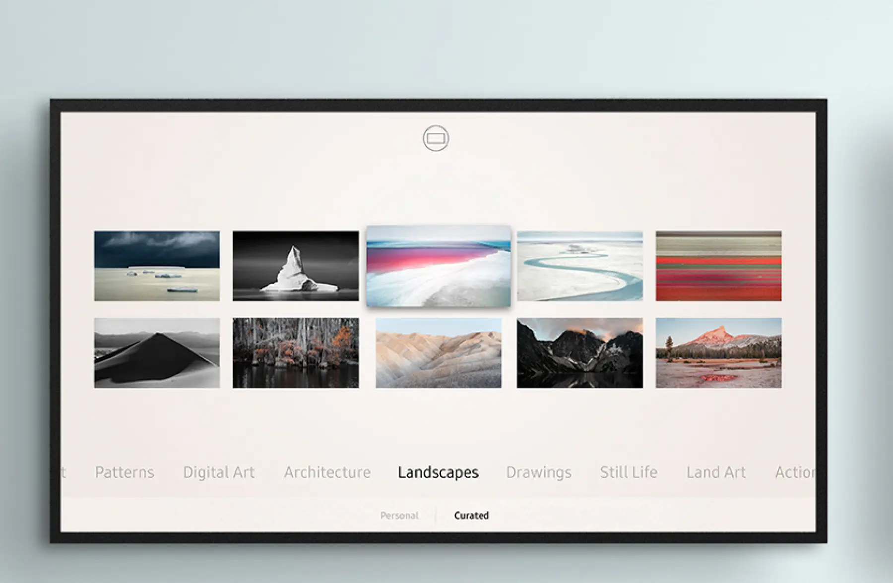 Samsung Frame TV user interface showing intuitive menu controls and settings